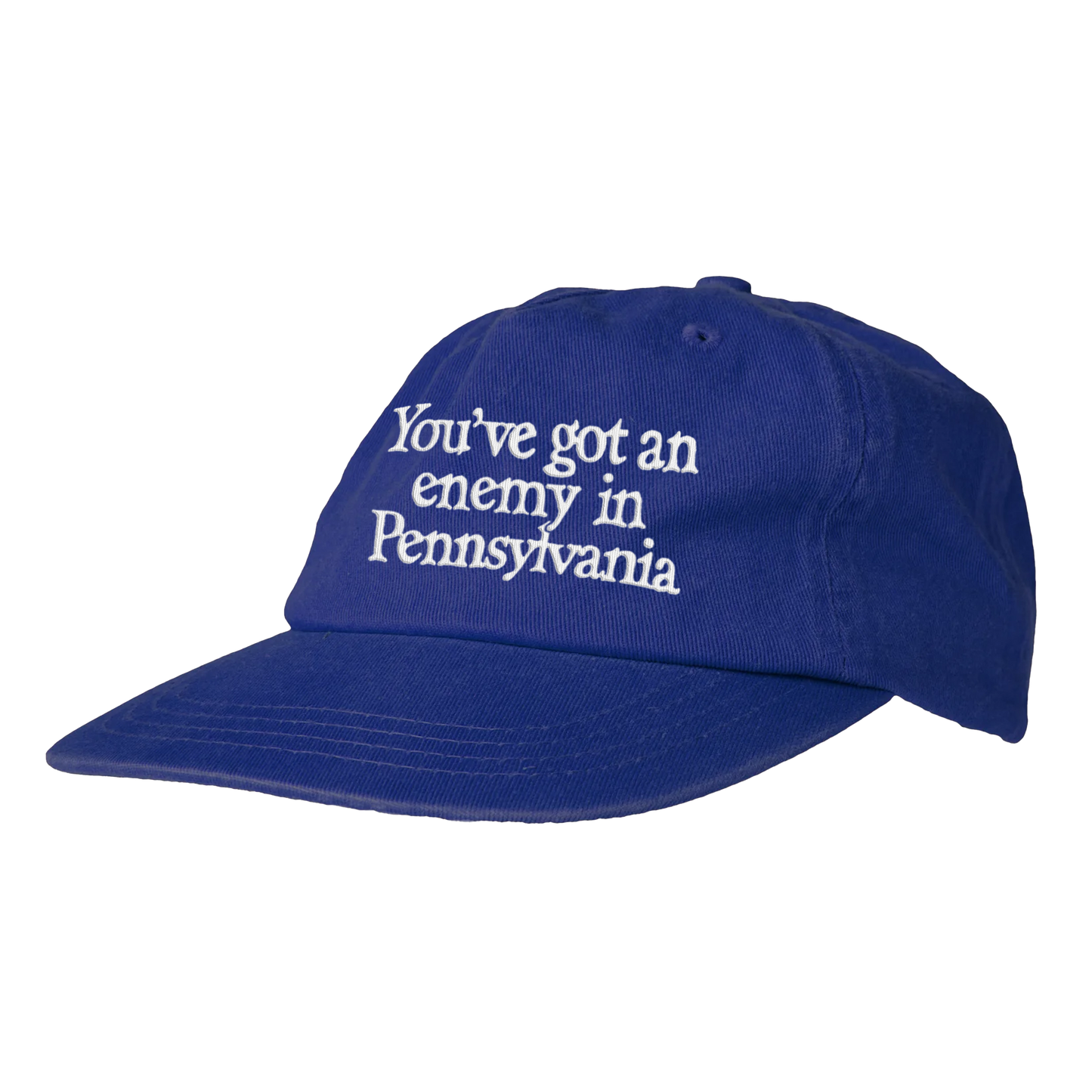 Blue cap with white text 'You've got an enemy in Pennsylvania'