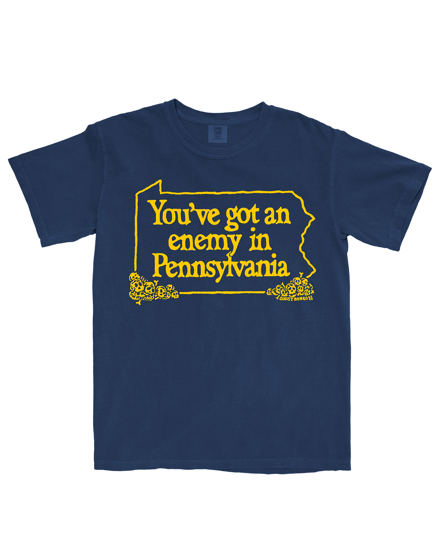 Navy and gold You've got an enemy in Pennsylvania T-shirt by Ghost Bongo